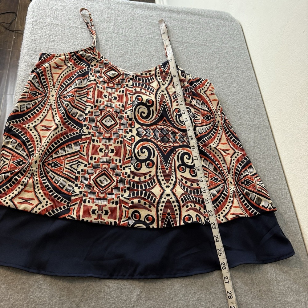 New Collective Concepts Donnie Graphic Print Blouse Tank Top Orange Womens Large - Picture 7 of 8